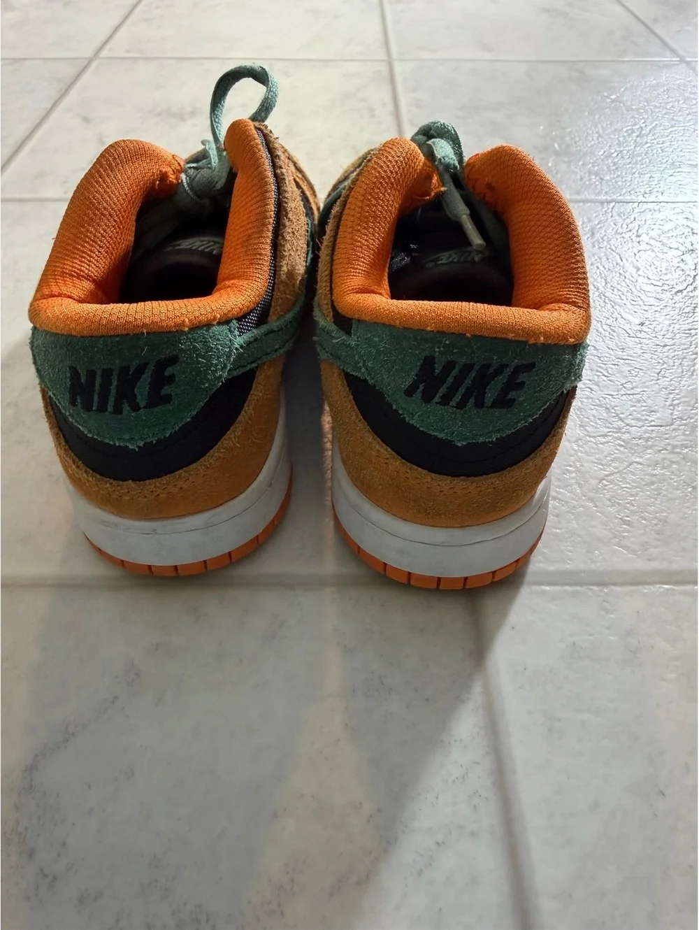Nike Dunk Low Kids' Sneakers Size US 13C Orange Green Black Suede